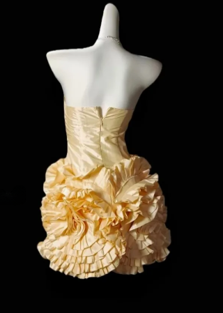 Strapless Ruffled Satin Short Homecoming Dress fg8872