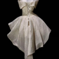 Off Shoulder Beaded Sparkly Organza High Low Short Homecoming Dress fg8875