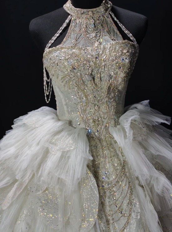 Halter Beaded Sequin Petal Tulle Short Homecoming Dress fg8880