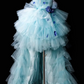 Strapless 3D Floral Pearl Layered Tulle Long Evening Dress fg8883
