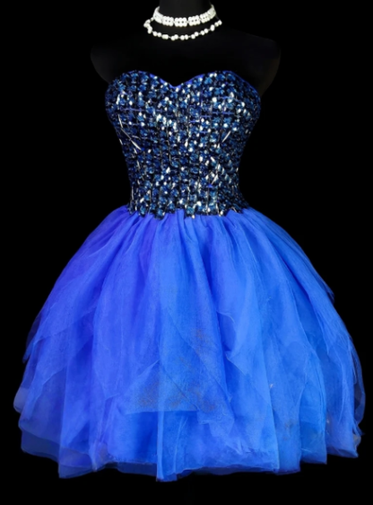Strapless Beaded Tulle Short Homecoming Dress fg8891