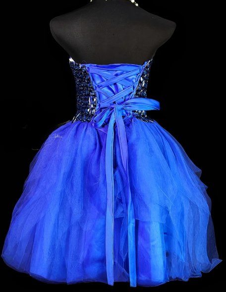 Strapless Beaded Tulle Short Homecoming Dress fg8891