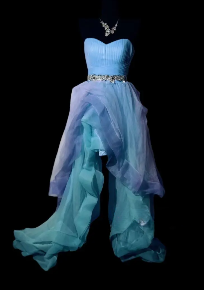 Strapless Gradient Chiffon Prom Gown With Beaded Waistband fg8896