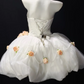 Strapless 3D Rose Pearl Lace Tulle Short Wedding Dress  fg8900