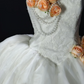 Strapless 3D Rose Pearl Lace Tulle Short Wedding Dress  fg8900