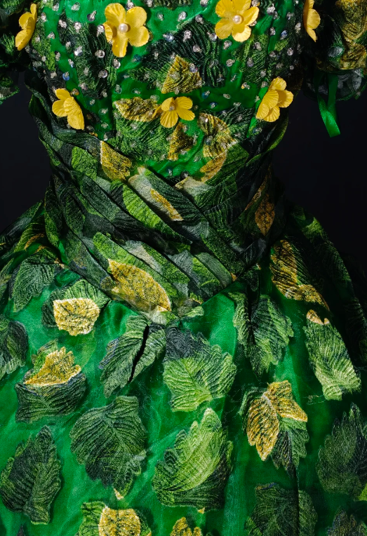 Off Shoulder Leaf Embroidery Floral Ball Gown  fg8907