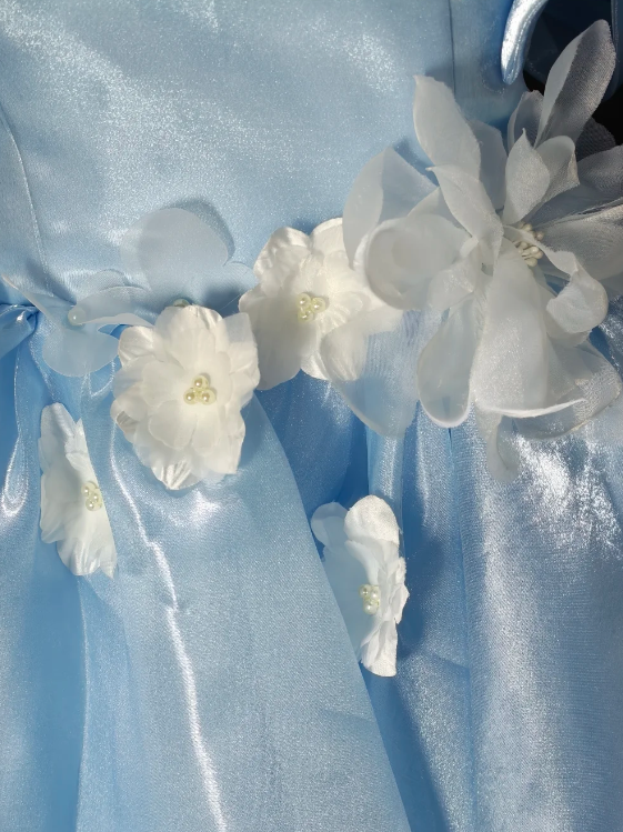 Off Shoulder 3D Floral Shiny Organza Short Bubble Party Dress  fg8902