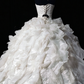 Strapless Beaded Ruffled White Ball Gown, Formal Evening Dress fg8917