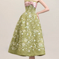 Green Strapless Floral Rosette Midi Evening Dress fg9095