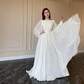 Robe longue plissée élégante à manches lanternes et col rond pour femme, tenue de soirée tendance à manches longues, fg5902