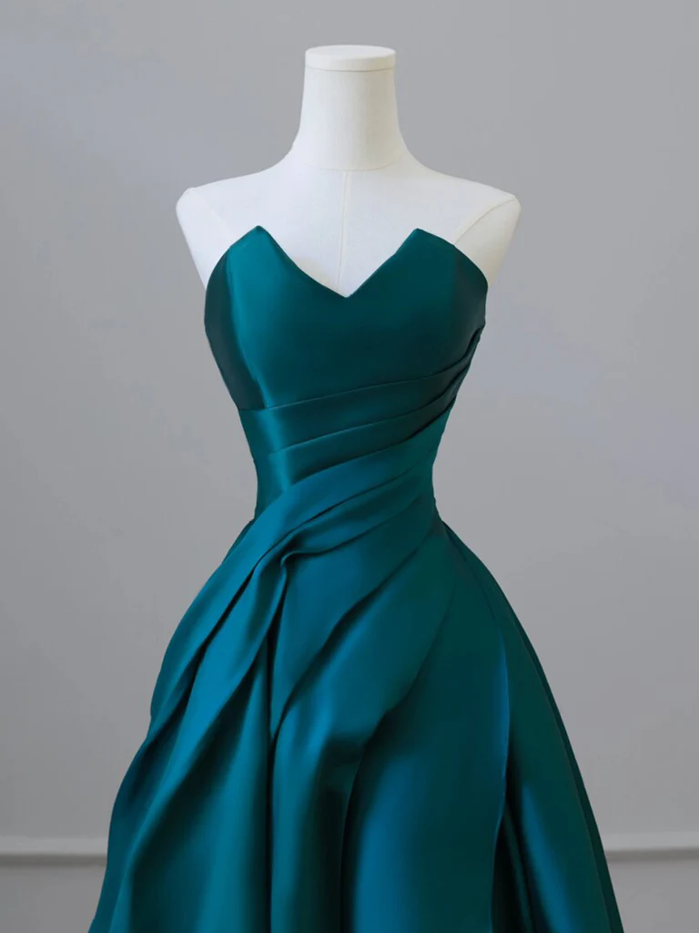 A-Line Satin Green Long Prom Dress, Green Satin Long Formal Dress        fg5047