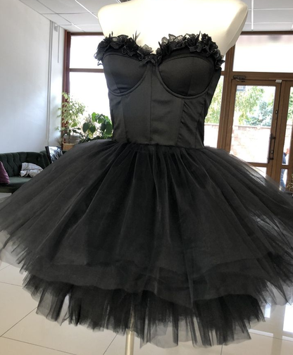 Sweetheart Black Corset Tulle Short Dress Homecoming dress fg3897 – formalgowns Sweetheart Black Corset Tulle Short Dress Homecoming dress fg3897 – formalgowns