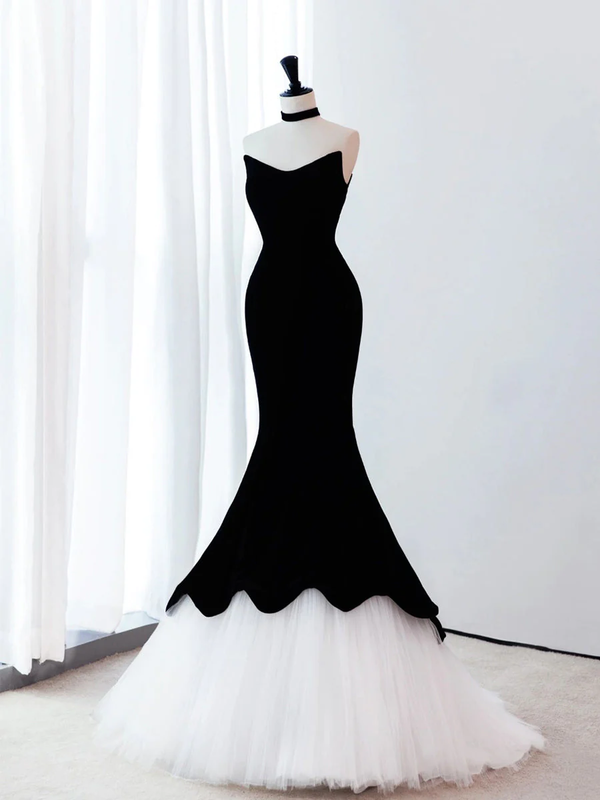 Long black velvet mermaid dress