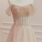 Sparkle Tulle with Beadings Long A-line Formal Dress, Tulle Sweetheart Prom Dress    fg5688