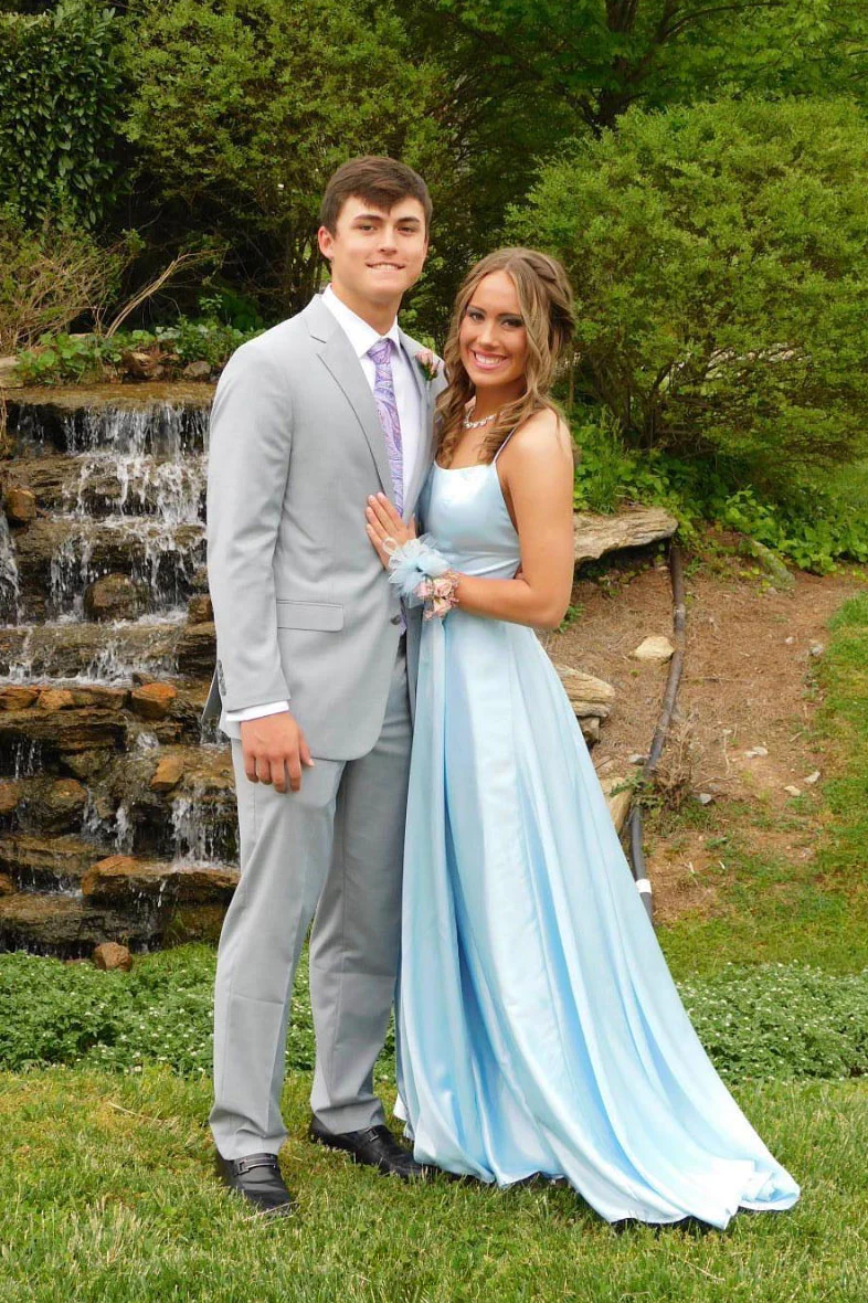 Simple blue satin long prom dress, blue long evening dress fg4854 – formalgowns
