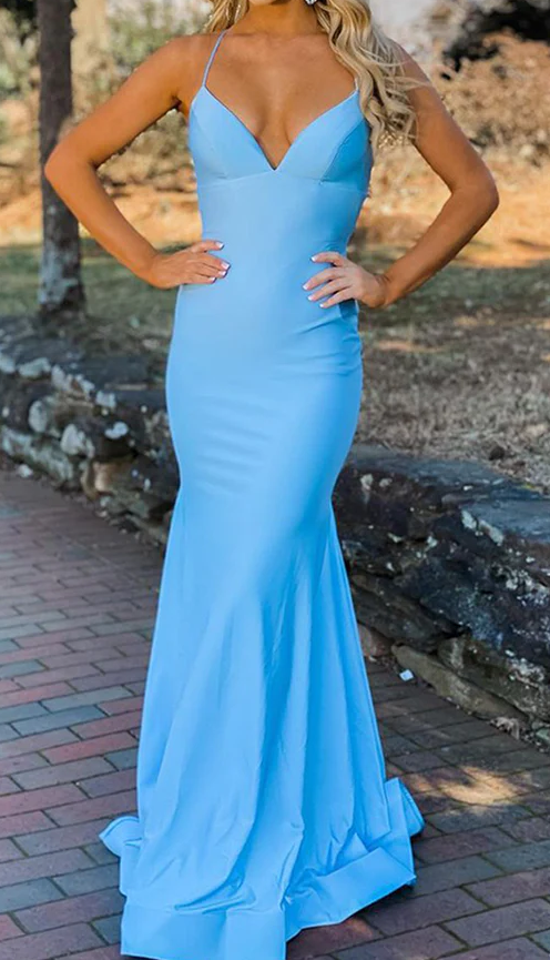 Mermaid Blue Sexy Backless Long Prom Dress fg3768 – formalgowns