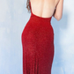 Red Mermaid Spaghetti Straps Cheap Long Prom Dresses        fg4736