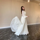 Robe longue plissée élégante à manches lanternes et col rond pour femme, tenue de soirée tendance à manches longues, fg5902