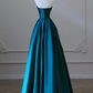 A-Line Satin Green Long Prom Dress, Green Satin Long Formal Dress        fg5047