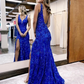 Mermaid Prom Dresses Sparkle & Shine Dress Formal Sweep V Neck Sequined Backless with Sequin Gown 2024     fg4832