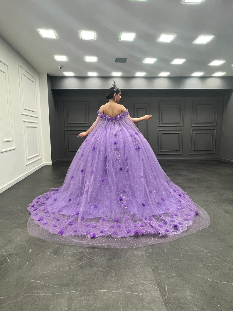Lilac Wedding Dress, Lilac Quinceanera Dress, Lilac Bridal Gown     fg4616