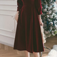 Vintage Square Necking Tea Length Burgundy Velvet Prom Dresses       fg4754