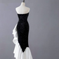 Black Sequin Mermaid Dress, Party Glitter Dress, Strapless Evening Gown For Women      fg4872