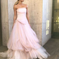 Light pink tulle long prom dress, pink tulle formal dress     fg1020