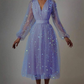 Evening Dress V-Neck Long Sleeve New Party Shining Dress   fg4561