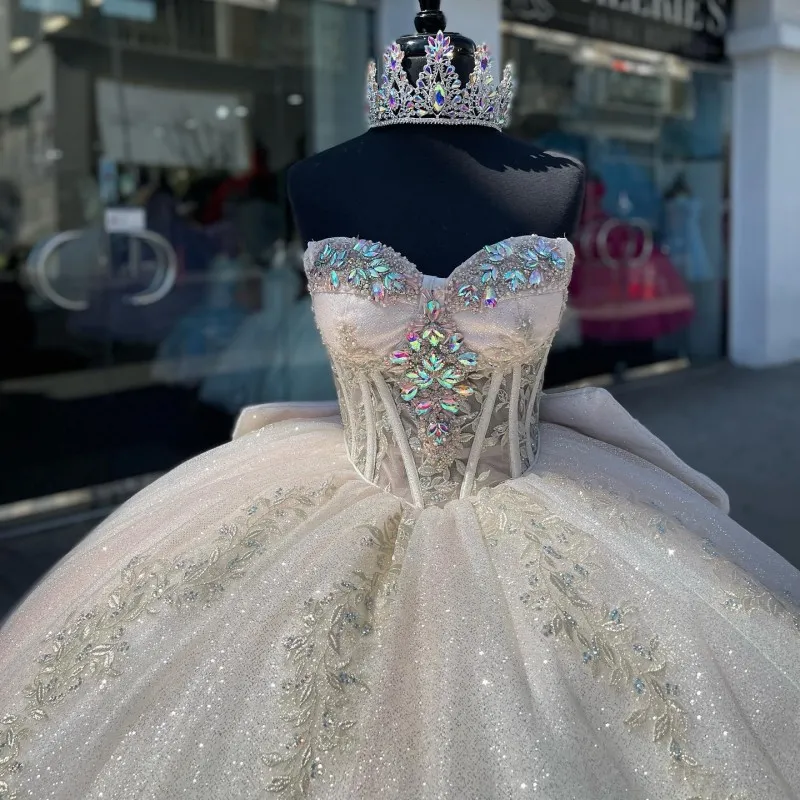 Luxury Ivory Sparkly Off-shoulder Quinceanera Dresses Crystal Birthday Party Prom Dress fg5557 Luxury Ivory Sparkly Off-shoulder Quinceanera Dresses Crystal Birthday Party Prom Dress fg5557