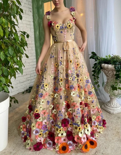 3D Flower Lace Prom Dress Spring Dress        fg693