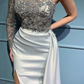 Graues langes Kleid DamenVintage Abend Party Kleid fg2082