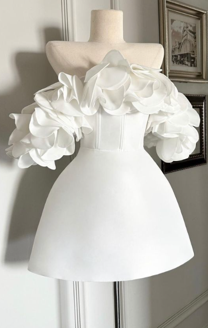 White Short Party Dress,Fashion Homecoming Dress    fg4669