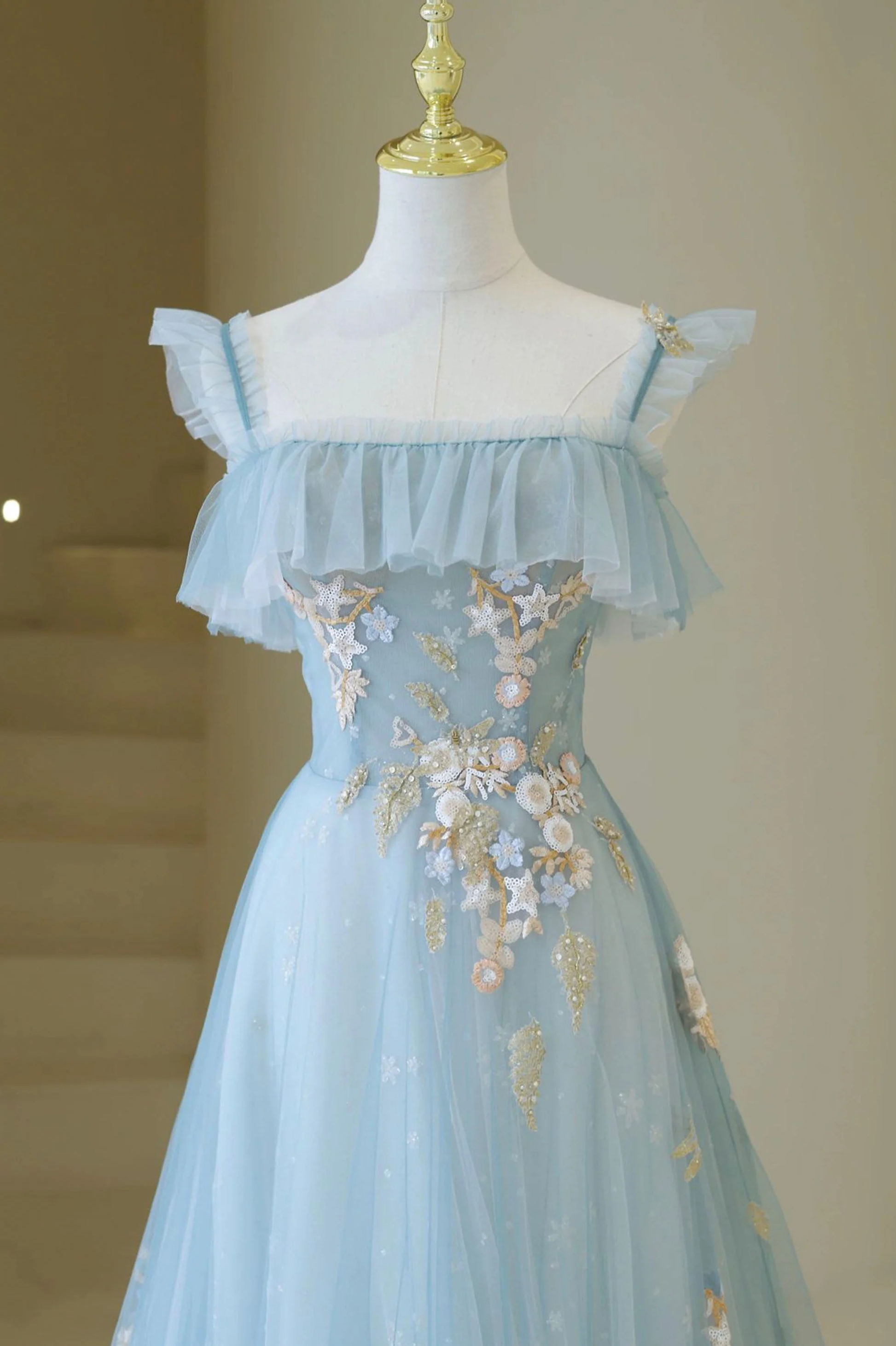Spaghetti Strap Lace Long Prom Dress, Cute A-Line Graduation Dress fg5 formalgowns Spaghetti Strap Lace Long Prom Dress, Cute A-Line Graduation Dress fg5 formalgowns