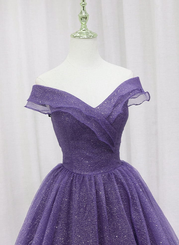Purple Tulle Sweetheart Long Prom Dress Formal Dress, A-line Tulle Party Dress     fg4467