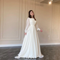 Robe longue plissée élégante à manches lanternes et col rond pour femme, tenue de soirée tendance à manches longues, fg5902