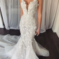 Gorgeous Mermaid Wedding Dresses 3D Floral Appliqued Sweep Train Country Bridal Gowns       fg4600