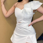 White Short Dress Women Two Piece Short Evening Party Dresses       fg6152