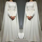 Muslim Wedding Dress with Cape Long Sleeves Beading Plus Size Satin Bridal Gowns     fg6020