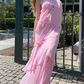 Women's Elegant 3D Flower Halter Neck Long Prom Dress Ruffled Tiered Dress      fg5908