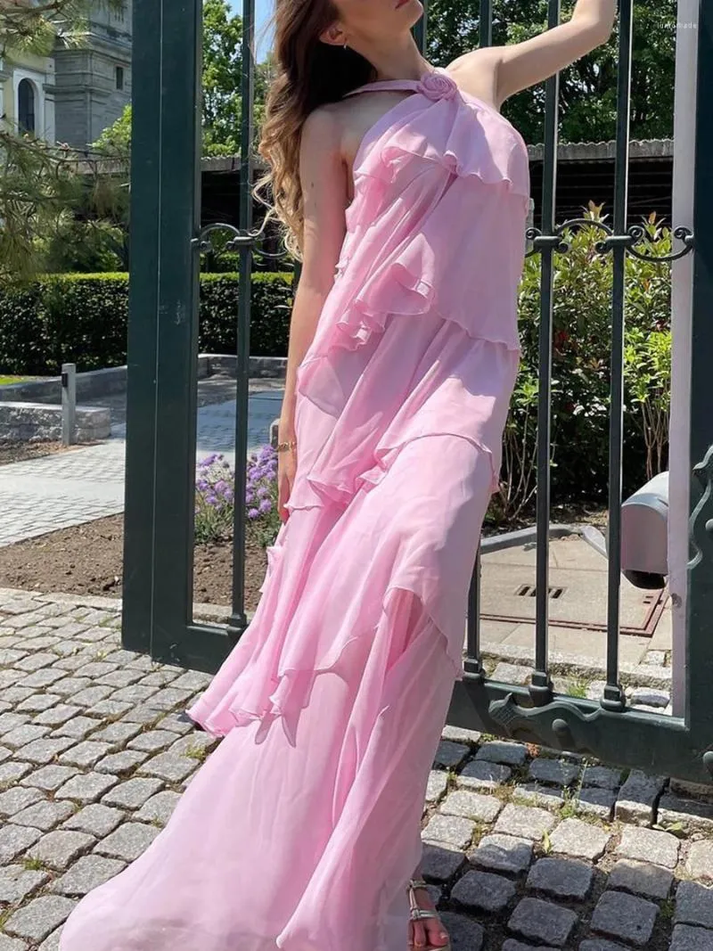 Elegant Pink 3D Flowers Neckline Long Sleeves Formal With Belt