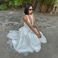 Solid Color Women's V-Neck Evening Dress Sleeveless Halter Chic Dress For Women       fg6088