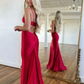 Prom Dress Simple Red Spaghetti Strap Long Mermaid Gown     fg4723
