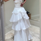 White Multi-layer Evening Dresses Long White Prom Gown   fg4482