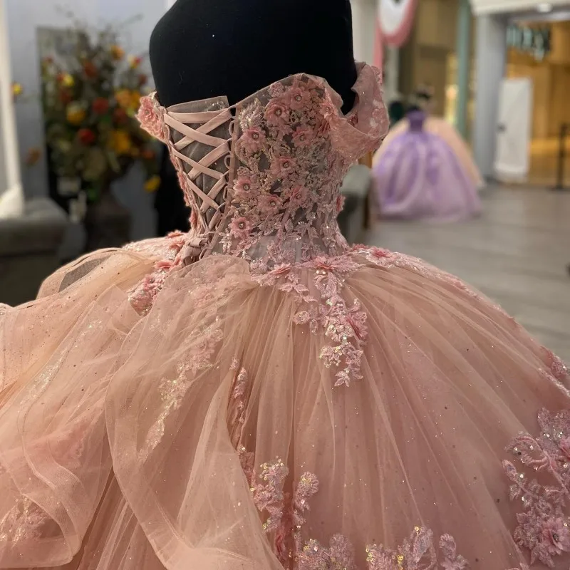 Pink Lace Long Prom Dresses, Ball Gown Sweet 16 Dresses fg3427 Pink Lace Long Prom Dresses, Ball Gown Sweet 16 Dresses fg3427