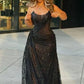 Black long prom dress with Slit ,strapless evening dress        fg6766