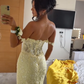 Yellow Mermaid Lace Evening Prom Dress, Long Party Formal Dresses      fg7181
