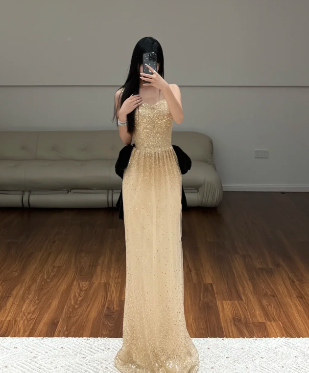 Robe de soirée longue sirène colorée à paillettes, tenue de remise de diplôme fg8362