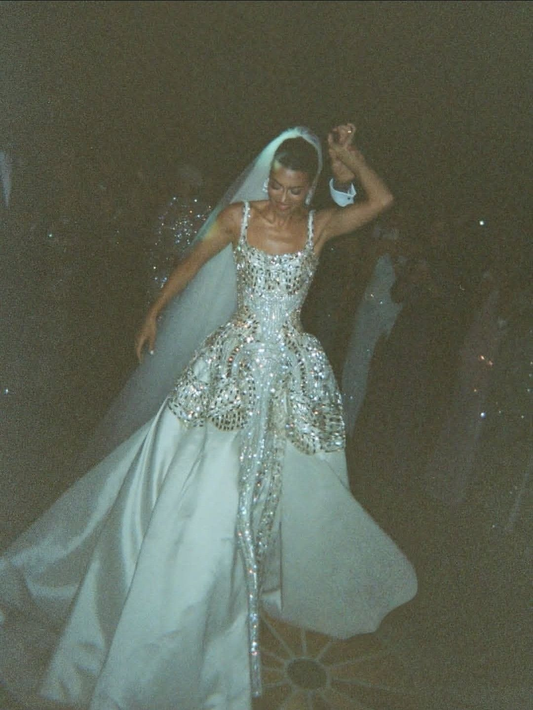 White Beaded Wedding Dress Luxuriys Sequin Bridal Dress fg8224