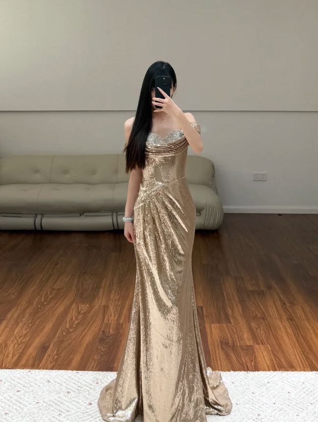 Robe de soirée longue sirène colorée à paillettes, tenue de remise de diplôme fg8362